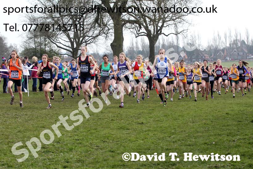 Start of the of the under-13 girls Inter Counties Cross Country, Cofton Park, Birmingham. Photo: David T. Hewitson/Sports for All Pics